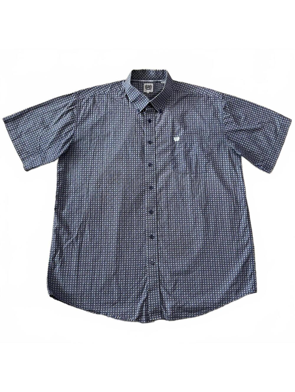 Cinch Mens Purple Geometric Short Sleeve Button Up Shirt Size XL